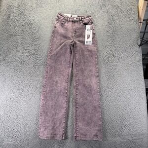 Vanilla Star Jeans Women 2 Purple Cotton Denim Wide Leg High Rise Travel Stretch